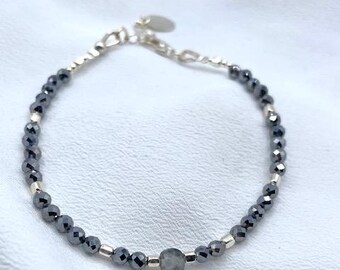 Bracelet en argent 925 et pierre de terahertz création by IbaliaCréation