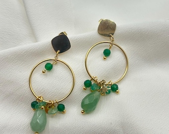 boucles d'oreilles Mia en acier inoxydable et pierres naturelles by IbaliaCréation