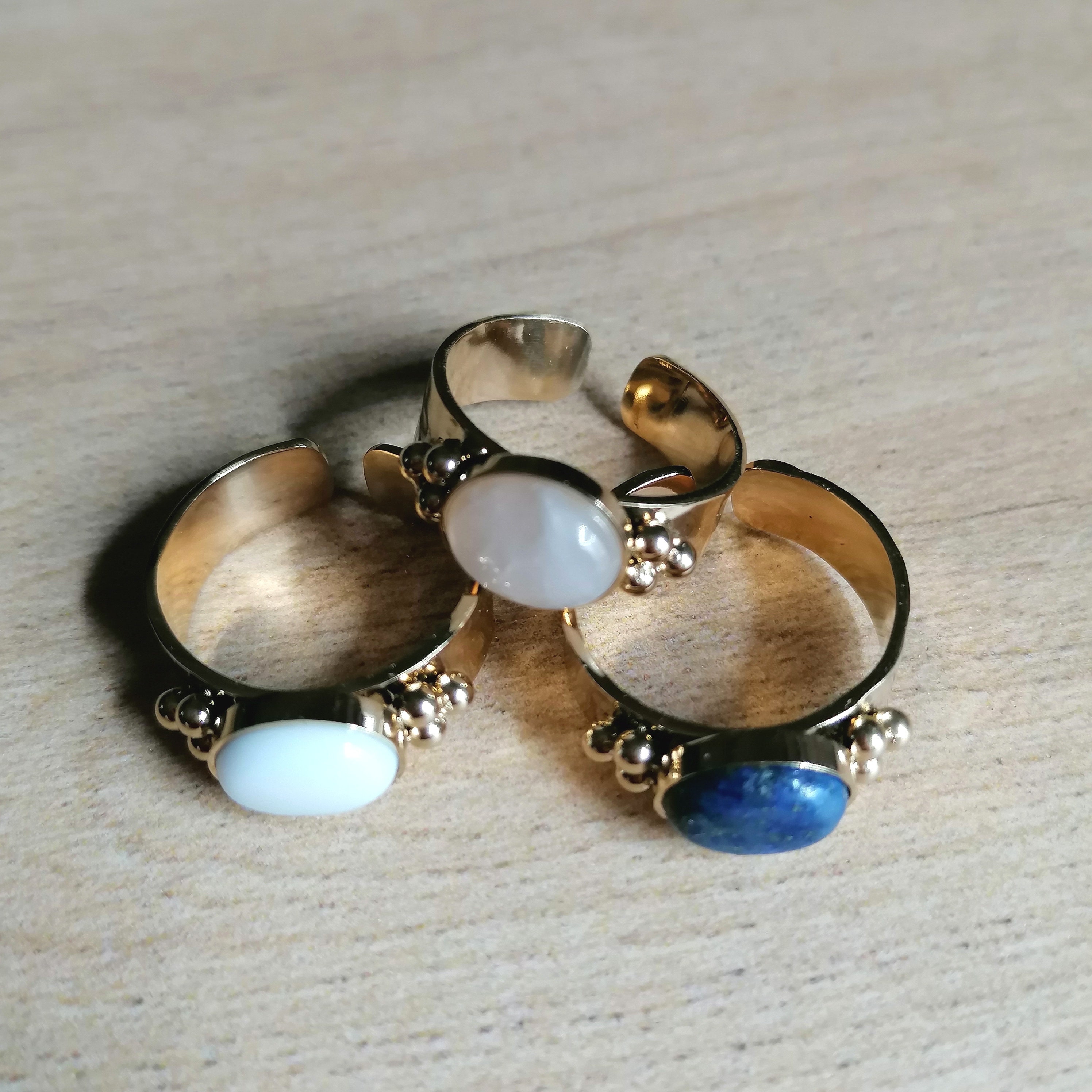 Stainless steel ring and natural stone Etsy