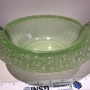 NEW LISTING: Art Deco Frosted Uranium Glass Bowl Walther Sohne ‘Berlin’ Pattern 1930s Excellent wedding gift