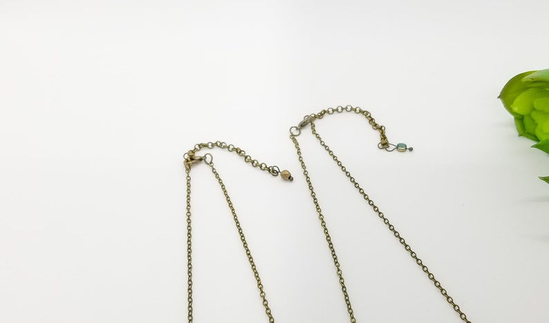 Simple Chain Set Small Gemstone Jewelry Artisan Crafted Necklace Antique Brass Curved Tube Necklace Set Casual Everyday Jewelry