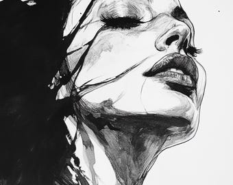 オリジナル絵画。木炭画。愛する人の肖像画。白黒アート - Etsy 日本