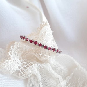 Ruby CZ Eternity Band: 925 Sterling Silver July Birthstone Ring