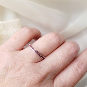 Rose CZ Eternity Band Ring: Dainty Sterling Silver Stackable Ring