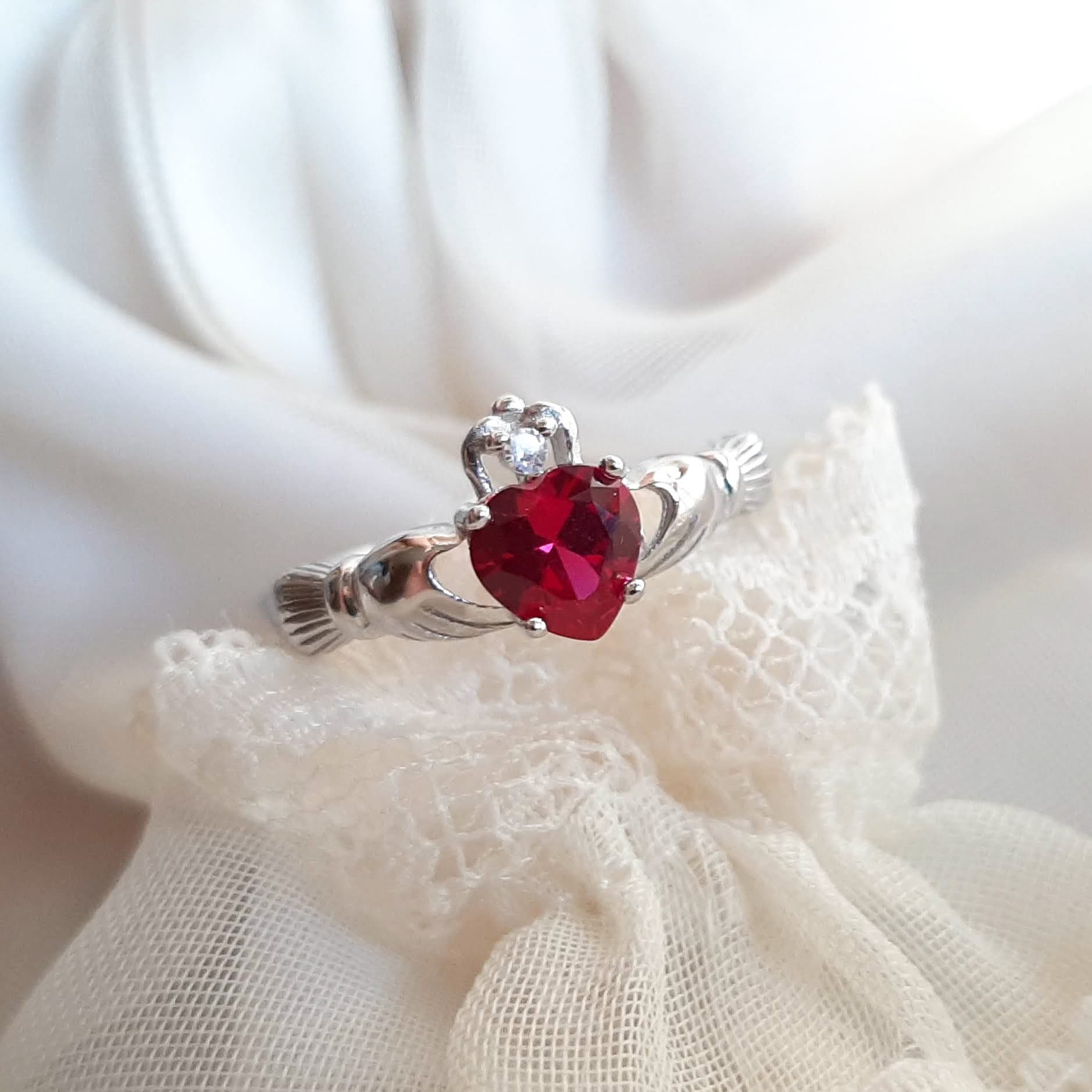 Claddagh ring hotsell with ruby heart