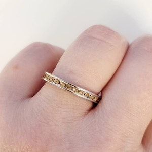 November Birthstone Champagne Citrine CZ Channel Full Eternity Band Ring, Champaign 925 Silver Ring, Eternity Band November Birthday gift