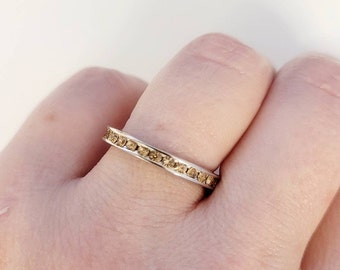 November Birthstone Champagne Citrine CZ Channel Full Eternity Band Ring, Champaign 925 Silver Ring, Eternity Band November Birthday gift