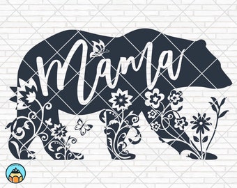 Download Mama Bear Floral Svg Etsy