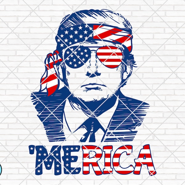 Trump Merica svg, Merica svg, Trump svg, Donald Trump svg, Trump Sunglasses, 4th of july, American Flag svg, Patriotic, Trump 2024 svg