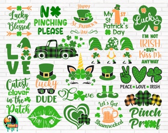 St Patrick es Day SVG Bundle, Lucky svg, Irish svg, St Patrick es Day Quotes, Kleeblatt svg, Cut File, Cricut, Silhouette, PNG