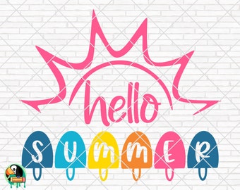 Hola verano SVG, verano Svg, Playa Svg, Diseño de verano para camisas, Verano Svg, Archivos de corte de verano, Cricut, Silueta, Png