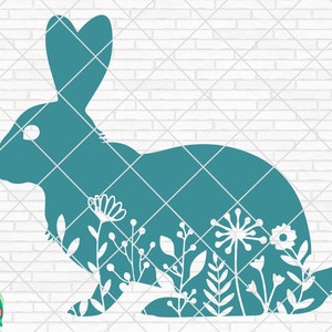 Floral Bunny SVG, Bunny Svg, Spring Svg, Easter Svg, Spring Design for Shirts, Spring Quotes, Spring Cut Files, Cricut, Silhouette, Png
