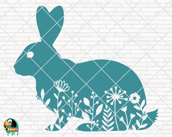 Conejito Floral SVG, Bunny Svg, Primavera Svg, Pascua Svg, Diseño de Primavera para Camisas, Citas primaverales, Archivos de Corte Primavera, Cricut, Silueta, Png
