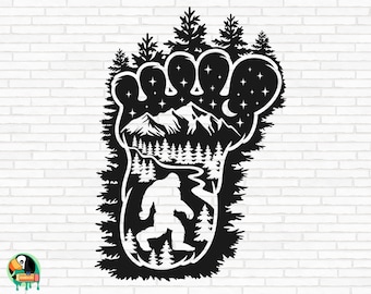 Bigfoot SVG, Bigfoot in Forest svg, Yeti svg, Sasquatch svg, Walking Bigfoot svg, Big Foot Vector, Monster svg, Cut Files, Cricut, Png, Svg