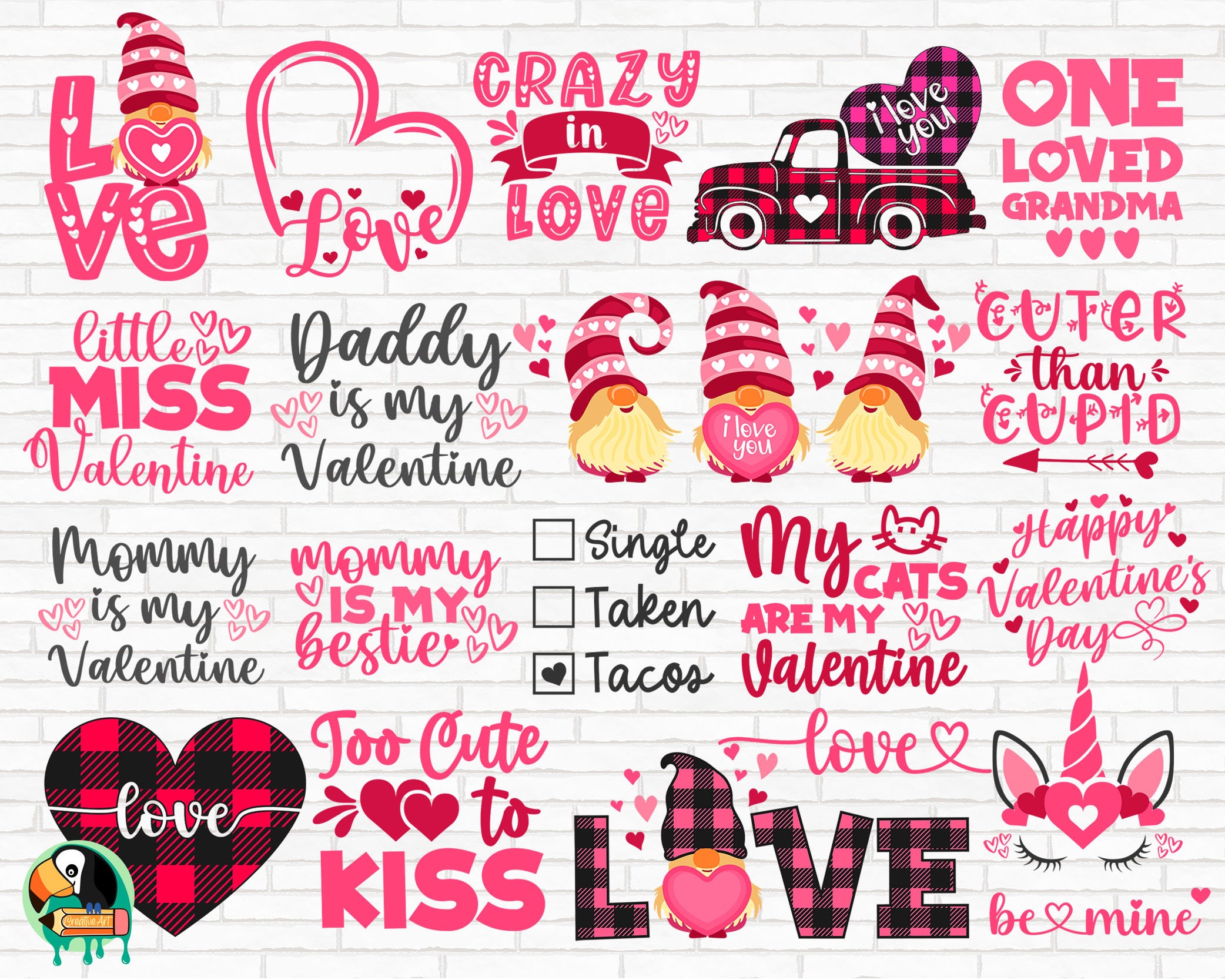 Valentines Day Stickers SVG Bundle Bundle · Creative Fabrica