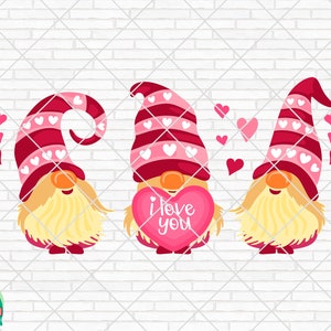 Drie Kabouters SVG, Valentijnsdag Svg, Gnome Valentine Svg, Love Gnome Svg, Gnomes Svg, Valentine Shirt Design, Png, Dxf, Cricut, Silhouette