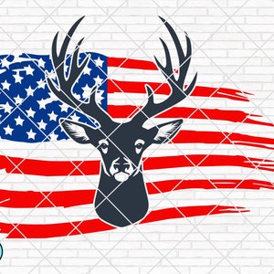 Deer Distressed Flag SVG, Deer Head SVG, Hunting SVG, Deer Svg, Distressed Flag Svg, Deer Flag Svg, Deer Vector, Deer Clipart