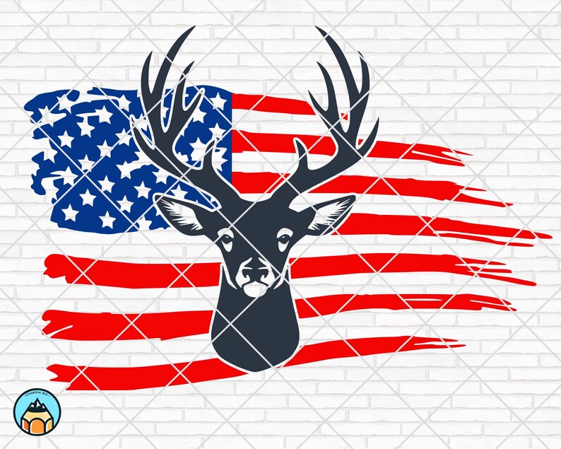 Download Deer Distressed Flag SVG Deer Head SVG Hunting SVG Deer | Etsy