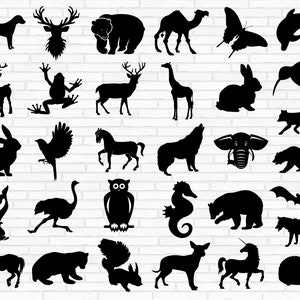 Animaux Bundle svg, 32 Designs, Silhouette svg, Wild Animals svg, Farm svg, Zoo svg, Animals Cut File, vector, clipart, dxf, eps, cricut