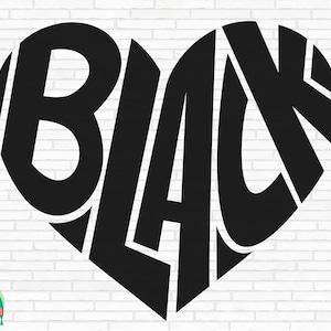 May include: Black heart-shaped design with the word "BLACK" spelled out in a stylized font.