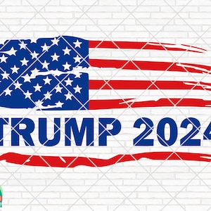 Trump 2024 American Flag Distressed Vintage Silhouette Design Election 2024 SVG Cutting File Cricut Download Patriotic Svg