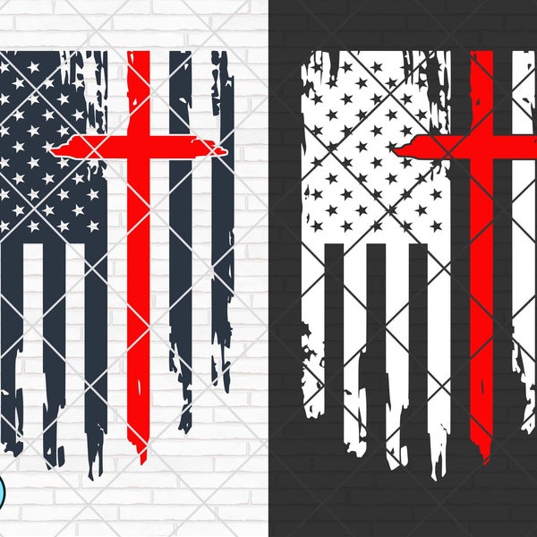 Cross USA Flag SVG | Cross SVG | Faith Clipart | Cross Silhouette | Cross Flag Svg | Silhouette Files | Faith svg files