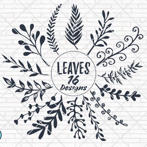 Leaf svg Leaves Bundle svg file Branches svg Leaves clip art Leaf cricut Hand drawn leaves Leaf silhouette Foliage cut file Plant png svg