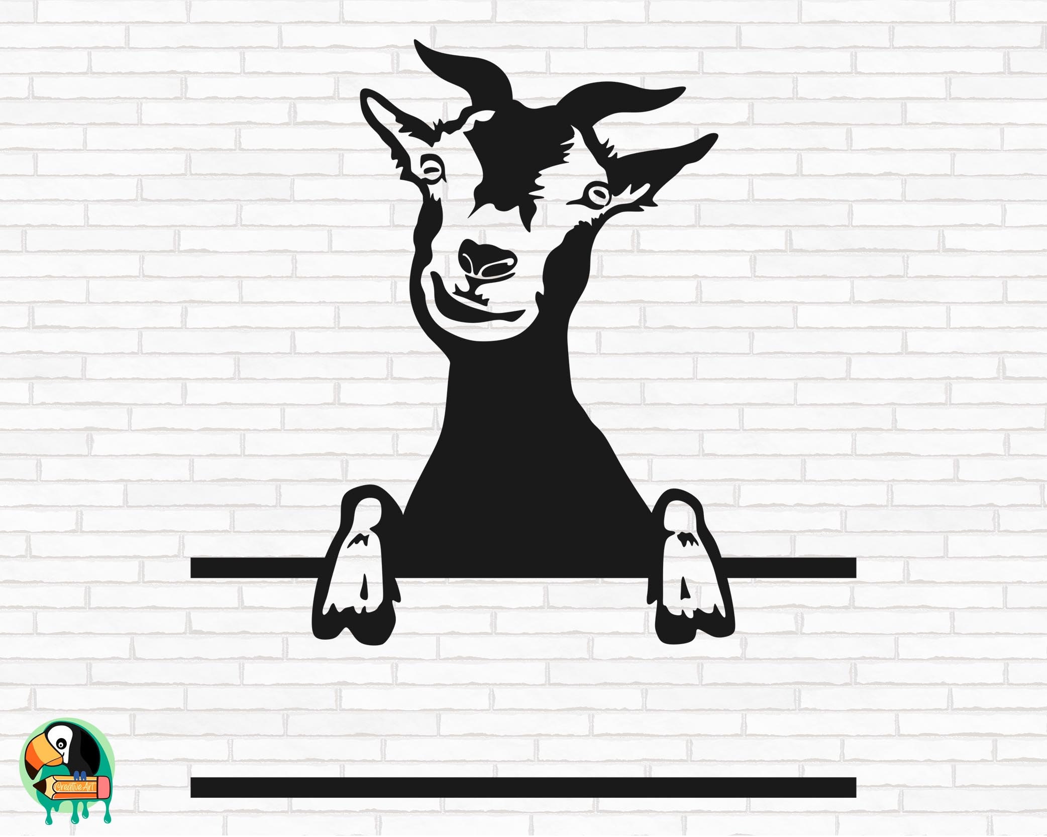 Goat Monogram SVG, Goat Svg, Billy Goat Svg, Ibex Svg, Peeking