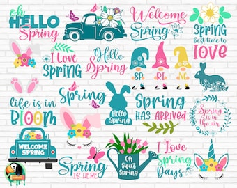 Spring SVG Bundle, Spring Svg, Easter Svg, Spring Design for Shirts, Spring Quotes, Spring Cut Files, Cricut, Silhouette, Png