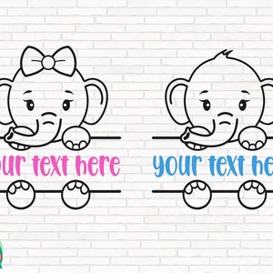 Elefant Monogramm SVG, Elefant Name Rahmen SVG, Monogramm Split SVG, Baby Tier Monogramm SVG, Elefant Monogramm geschnitten Dateien, Cricut, Png, svg