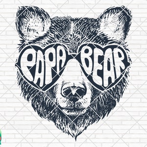 Papa ours SVG, Papa ours avec des lunettes de soleil, Papa SVG, père ours svg, fichier coupe Papa ours, Papa ours, Papa, papa ours, cricut, silhouette