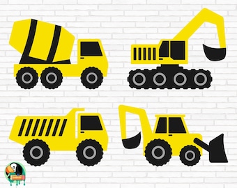 Construction Trucks SVG, Excavator Svg, Dump Truck Svg, Construction Machines Svg, Tractor Svg, Vehicles Svg, Cut Files, Cricut, Png, Svg