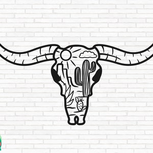 Czaszka krowy pustynia SVG, Czaszka krowy SVG, Południowo-zachodni SVG, Longhorn SVG, Pliki do cięcia czaszki krowy pustynia, Cricut, Sylwetka, Png, SVG, Eps, DXF
