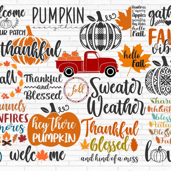 Fall SVG Bundle, Fall Svg, Autumn Svg, Thanksgiving Svg, Fall Svg Designs, Fall Svg Sign, Autumn Bundle Svg, Cricut, Silhouette, PNG