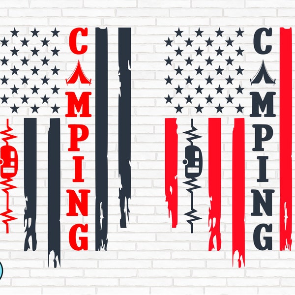 USA Camping Svg, Camping USA Flag, Camping Distressed Flag, Camping Flag Svg, Camping Svg, PNG, Dxf, camper svg, trailer Flag vacation