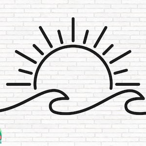Sunset SVG, Wave Svg, Sun and Wave Svg, Sunrise Svg, Ocean Waves Svg, Summer Svg, Beach Svg, Sunset Clipart, Cut Files, Cricut, Png, Svg