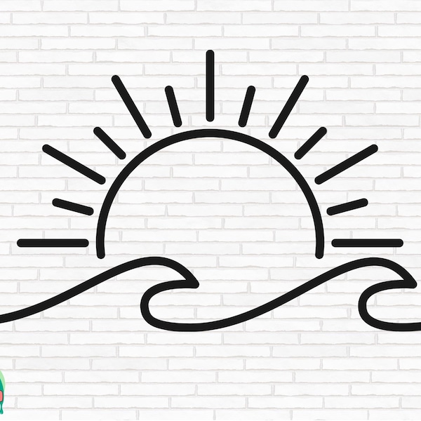 Sunset SVG, Wave Svg, Sun and Wave Svg, Sunrise Svg, Ocean Waves Svg, Summer Svg, Beach Svg, Sunset Clipart, Cut Files, Cricut, Png, Svg