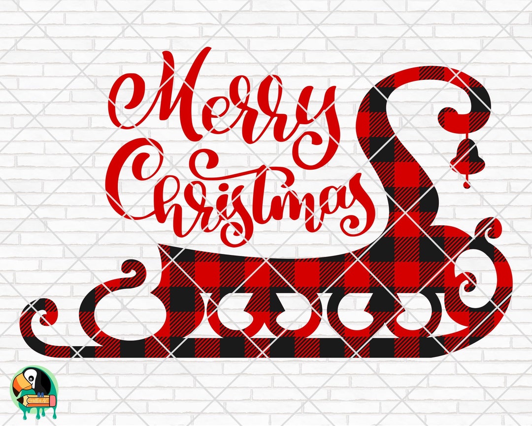 Santa's Sleigh Svg, Merry Christmas Svg, Buffalo Plaid Svg, Winter Svg ...