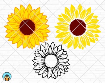 Sunflower svg, Flower svg, Sunflower Bundle cut file, Sunflower cricut, Sunflower silhouette, Sunflower vector, clipart dxf eps