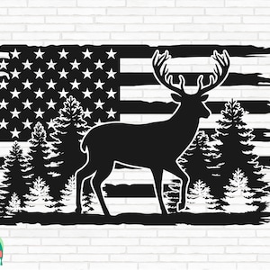 Deer Hunting Flag SVG, Deer Scene svg, Hunting svg, Hunting Dad svg, Hunt svg, Deer Forest svg, Deer Flag svg, Cut Files, Cricut, Png, Svg