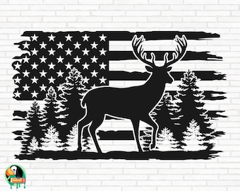 Deer Hunting Flag SVG, Deer Scene svg, Hunting svg, Hunting Dad svg, Hunt svg, Deer Forest svg, Deer Flag svg, Cut Files, Cricut, Png, Svg
