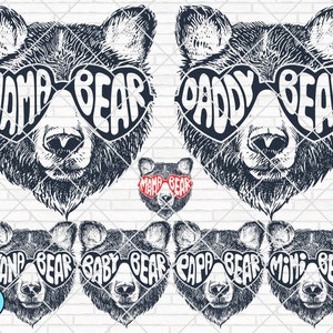 Bear Family svg, Mama Bear svg, Nana Bear svg, Papa Bear svg, Baby Bear svg, Daddy Bear svg, Mimi Bear, Bear Cut fichier Bundle Set, svg, png