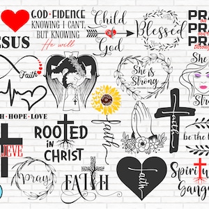 Paquete SVG cristiano, svg religioso, svg fe, citas cristianas, versículo bíblico svg, cruz svg, svg espiritual, Dios svg, silueta cricut PNG