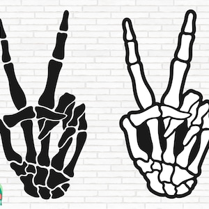 Squelette paix signe SVG, squelette paix main Svg, squelette paix Svg, squelette paix signe coupe fichiers, Cricut, Silhouette, Png, Svg, Eps, Dxf