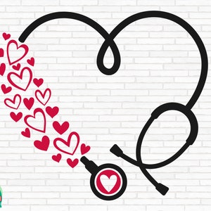 Valentine's Day Stethoscope SVG, Heart Nurse svg, Valentine's Day svg, Valentine svg, Heart Stethoscope Svg, Cut Files, Cricut, Png, Svg