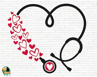 Valentine's Day Stethoscope SVG, Heart Nurse svg, Valentine's Day svg, Valentine svg, Heart Stethoscope Svg, Cut Files, Cricut, Png, Svg