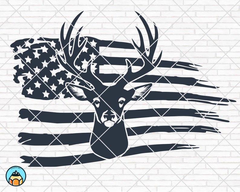 Download Deer Distressed Flag SVG Deer Head SVG Hunting SVG Deer | Etsy