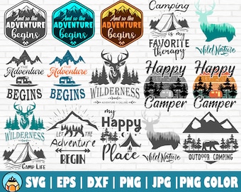 Camping SVG Bundle | Adventure SVG Bundle | Camp Life SVG Cut Files | Happy Camper Svg | Let the Adventure Begin Svg | Adventure Svg | Png