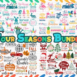 Four Seasons SVG Bundle, Spring Svg, Summer Svg, Fall Svg, Winter Svg, Christmas Svg, Easter Svg, Cut Files, Cricut, Silhouette
