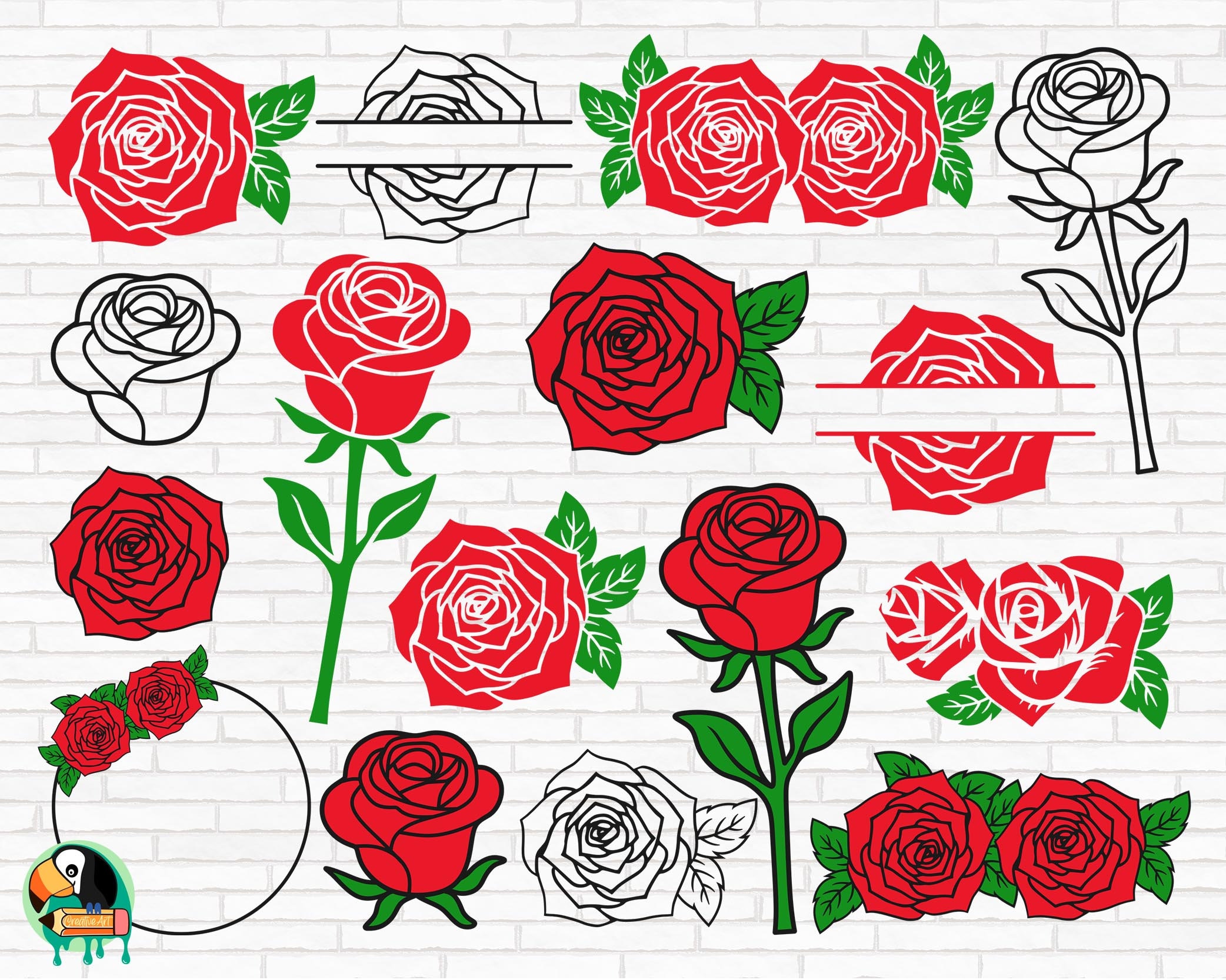 Rose SVG Bundle Rose Svg Flower Svg Roses Template Svg Etsy Canada